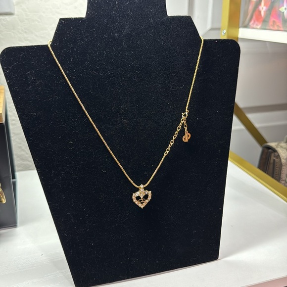 Authentic Cristian Dior Gold Heart Pendant Necklace - Picture 8 of 14